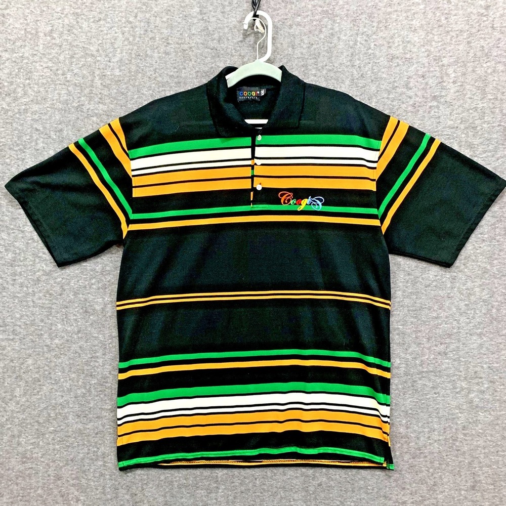 VTG COOGI Mens 2XL XXL Short Sleeve Polo Shirt Striped Embroidered Biggie 90s